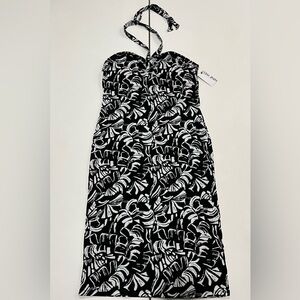 Nine West midi, halter, dress. NWT. XL. Black and white print, stretchy.